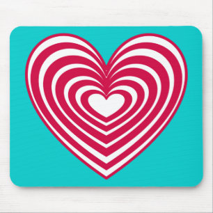 Alfombrilla De Ratón Corazón de lino rosa y blanco