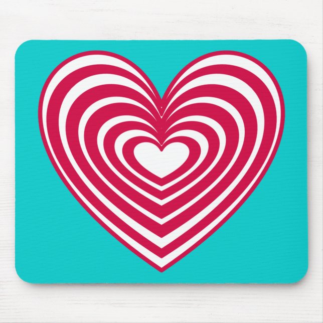 Alfombrilla De Ratón Corazón de lino rosa y blanco (Frente)