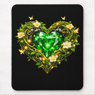 Alfombrilla De Ratón Corazón de lujo de esmeralda verde elegante Ratón