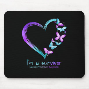 Alfombrilla De Ratón Corazón de mariposa soy una superviviente prevenci