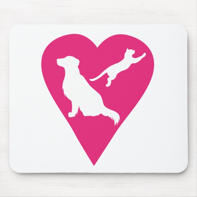Alfombrilla De Ratón Corazón de perro y gato (Frente)