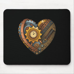 Alfombrilla De Ratón Corazón de relojería Steampunk con engranajes y mo