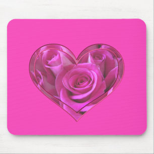 Alfombrilla De Ratón Corazón de Rosa Rosa