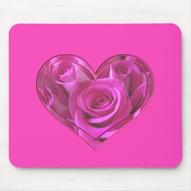 Alfombrilla De Ratón Corazón de Rosa Rosa (Frente)