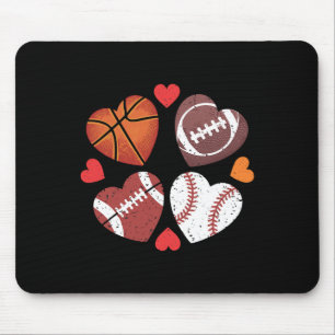 Alfombrilla De Ratón Corazón Fútbol Baloncesto Béisbol Día de San Valen