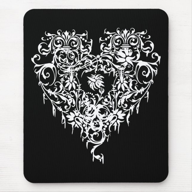 Alfombrilla De Ratón Corazón gótico adornado (Frente)