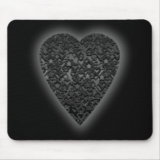 Alfombrilla De Ratón Corazón negro. Diseño modelado del corazón