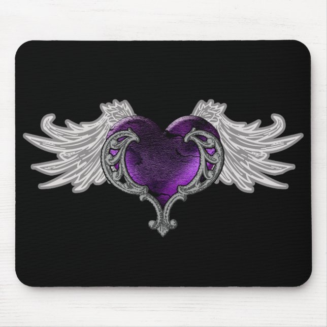 Alfombrilla de ratón Corazón Purpura Gótico con Al (Frente)