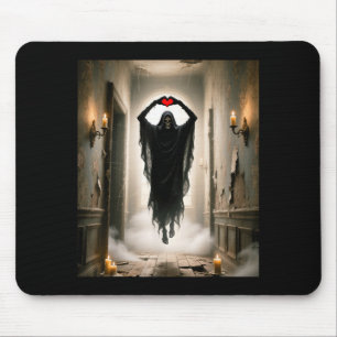 Alfombrilla De Ratón Corazón rojo fantasma manos cara espantosa hallowe