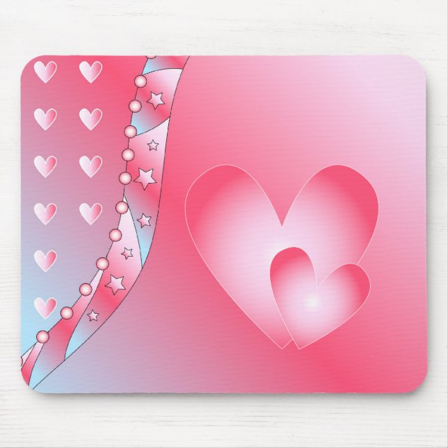 Alfombrilla De Ratón Corazón rosado y blanco (Frente)