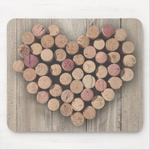 Alfombrilla De Ratón Corazón rústico Mousepad del corcho del vino