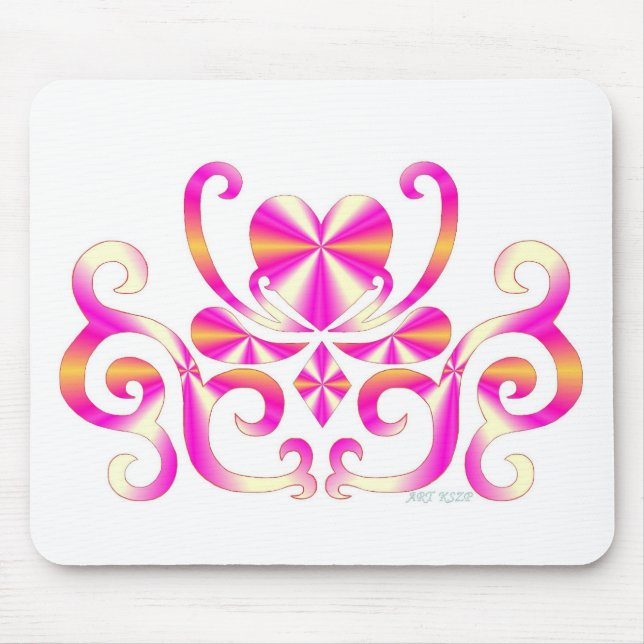 Alfombrilla De Ratón Corazón sobre lirio - arco iris (Frente)