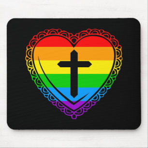 Alfombrilla De Ratón Corazón y Cruz Góticos (Negro + Arcoíris)