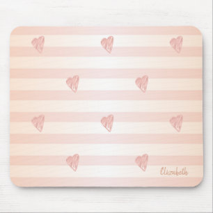 Alfombrilla De Ratón Corazones Adorables, Rayas -Personalizado