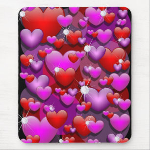Alfombrilla De Ratón Corazones Amor y Diamantes