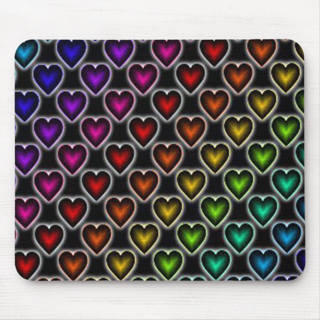 Alfombrilla De Ratón Corazones arcoiris/Mousepad (Frente)