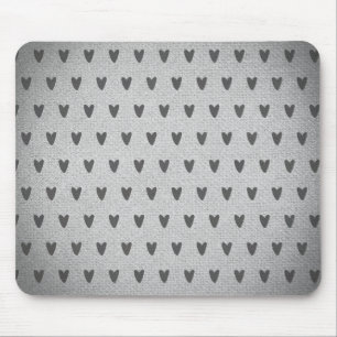Alfombrilla De Ratón Corazones caprichosos de arpillera gris granja rús