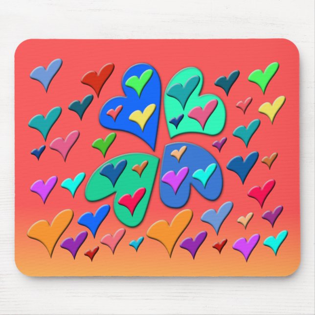 Alfombrilla De Ratón Corazones coloridos (Frente)