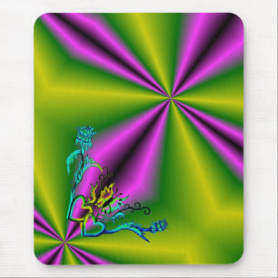 Alfombrilla De Ratón Corazones con flores y mariposa en estilo tatuaje