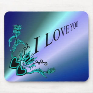 Alfombrilla De Ratón Corazones con flores y mariposa en estilo tatuaje