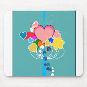 Alfombrilla De Ratón Corazones con radios azules