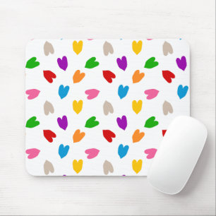 Alfombrilla De Ratón Corazones De Amor Coloridos Diseño Patrón Blanco