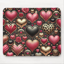 CORAZONES DE AMOR DE SAN VALENTÍN DE ORO ROSA NEGR