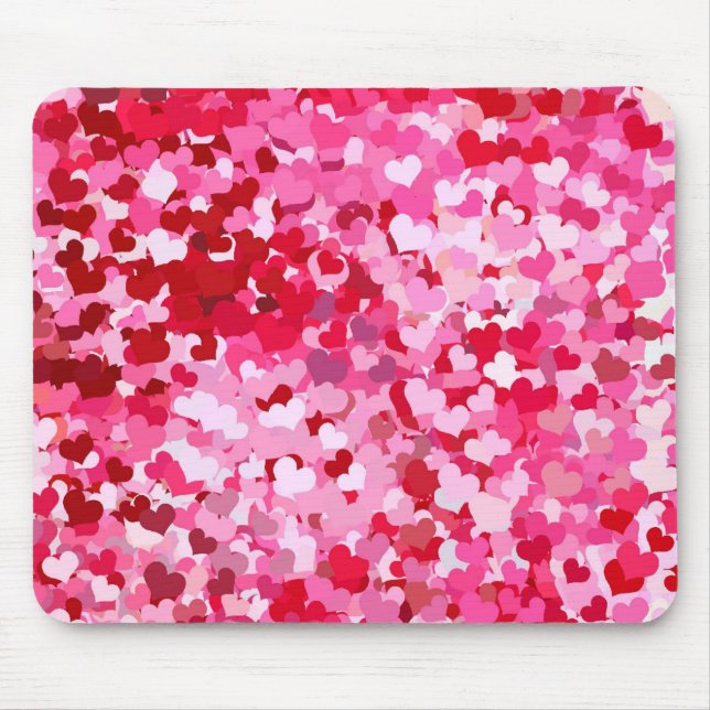 Alfombrilla De Ratón Corazones de Confeti Rosa (Frente)