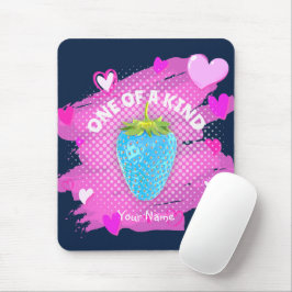 Alfombrilla De Ratón Corazones De Fresa Azul Cutáneo Uno De Una Especie