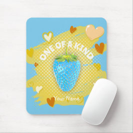 Alfombrilla De Ratón Corazones De Fresa Azul Cute Uno De Un Amarillo Am