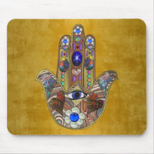 Corazones de Hamsa Flores Ópalo Arte en Oro