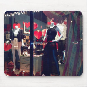 Alfombrilla De Ratón Corazones de la ventana de Boutique el día de San