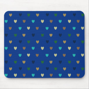 Alfombrilla De Ratón Corazones de lunares en tonos azul pavo real