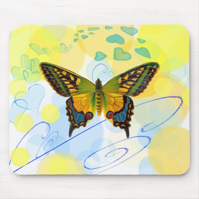 Alfombrilla De Ratón Corazones de mariposa Mousepad (Frente)