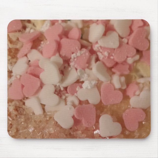 Alfombrilla De Ratón Corazones de San Valentín blanco rosado, decoració (Frente)