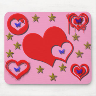 Alfombrilla De Ratón Corazones, Estrellas, Mousepad de mariposa