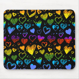 Alfombrilla De Ratón corazones neones Mousepad