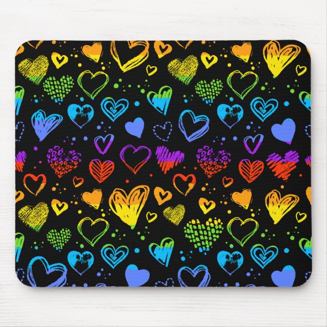 Alfombrilla De Ratón corazones neones Mousepad (Frente)