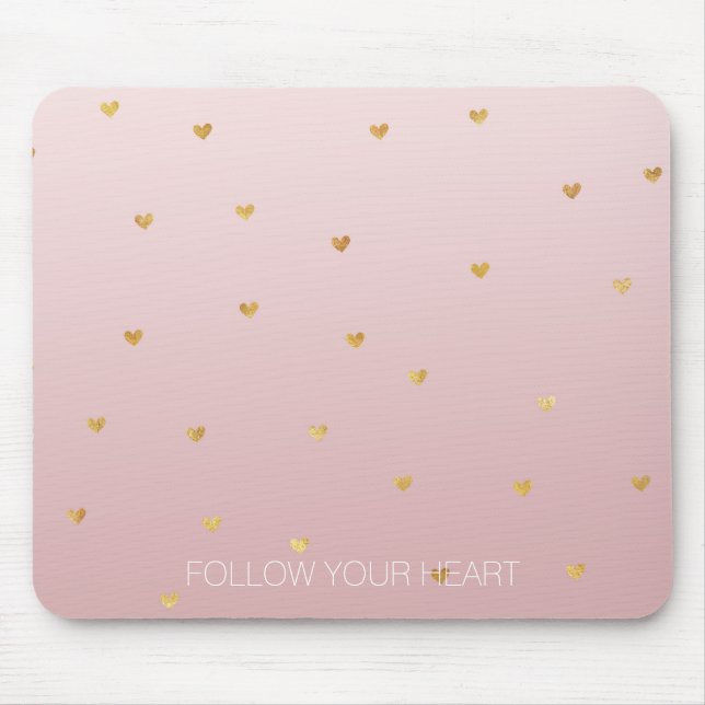 Alfombrilla De Ratón Corazones Ombre Rosa Rubor Gold (Frente)