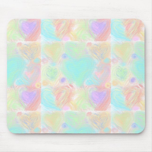 Alfombrilla De Ratón Corazones Pastel (Frente)