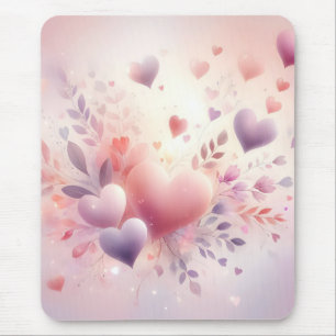 Alfombrilla De Ratón Corazones Pastel Caprichosos Amor Floral Romántico