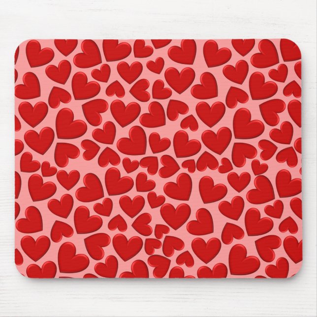Alfombrilla De Ratón Corazones Rojos Puffy (Frente)