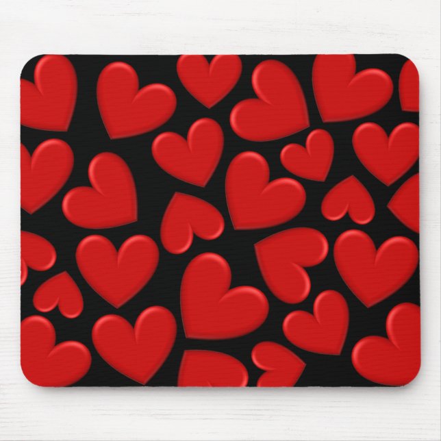 Alfombrilla De Ratón Corazones Rojos Puffy (Frente)