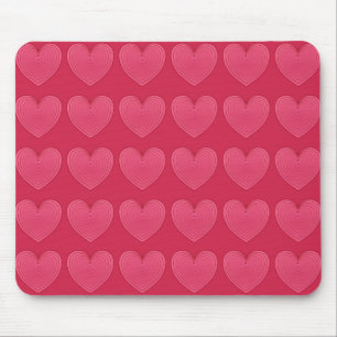 Alfombrilla De Ratón corazones rojos Rosas en un fondo rojo más profund