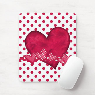 Alfombrilla De Ratón Corazones rojos y puntos Mousepad
