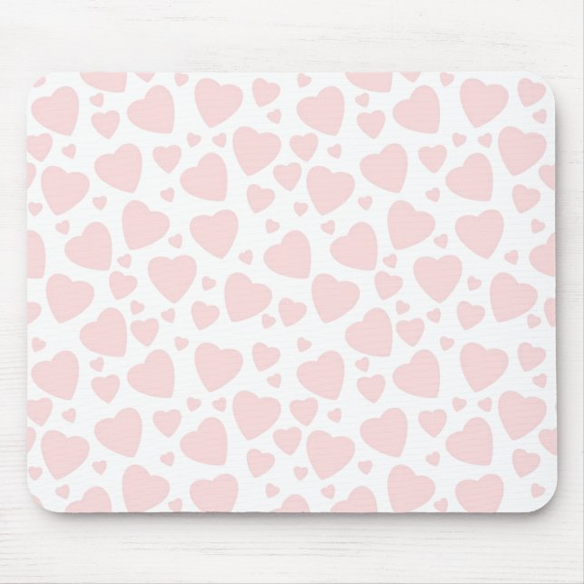 Alfombrilla De Ratón Corazones rosa pálido (Frente)