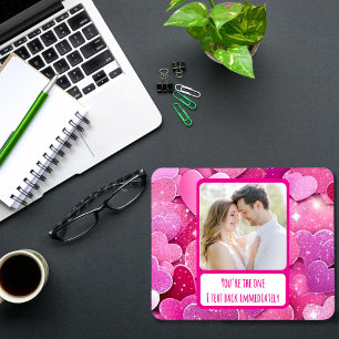 Alfombrilla De Ratón Corazones rosados púrpuras que envio mensajes de t