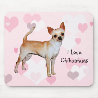 Alfombrilla De Ratón Corazones rosados y blancos de la chihuahua