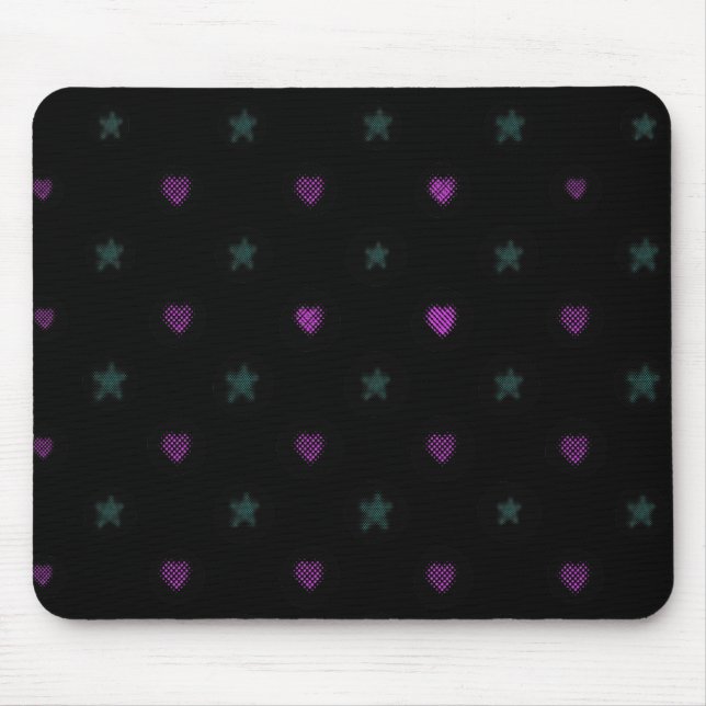 Alfombrilla De Ratón Corazones y estrellas de semitono (Frente)