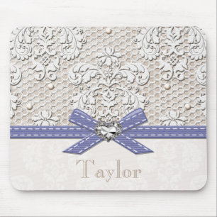 Alfombrilla De Ratón Cordón y perlas púrpuras del vintage